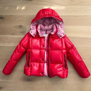 Moncler Kids Shiny Red Down Puffer Jacket